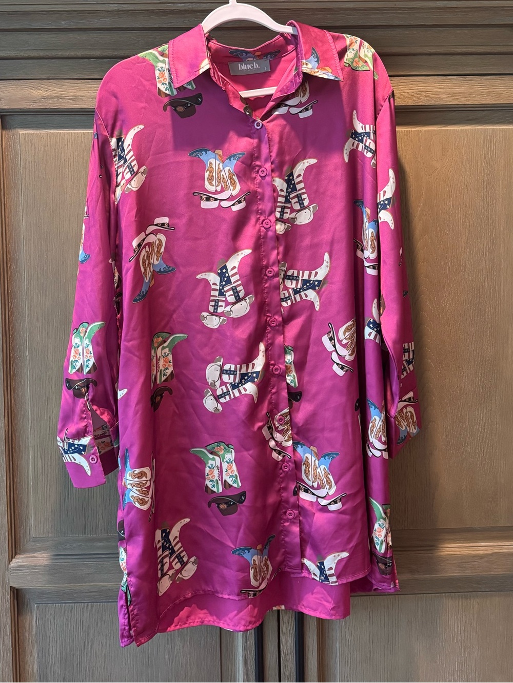 blue b. Collection Cowboy Boot Long Sleeve Shirt Dress